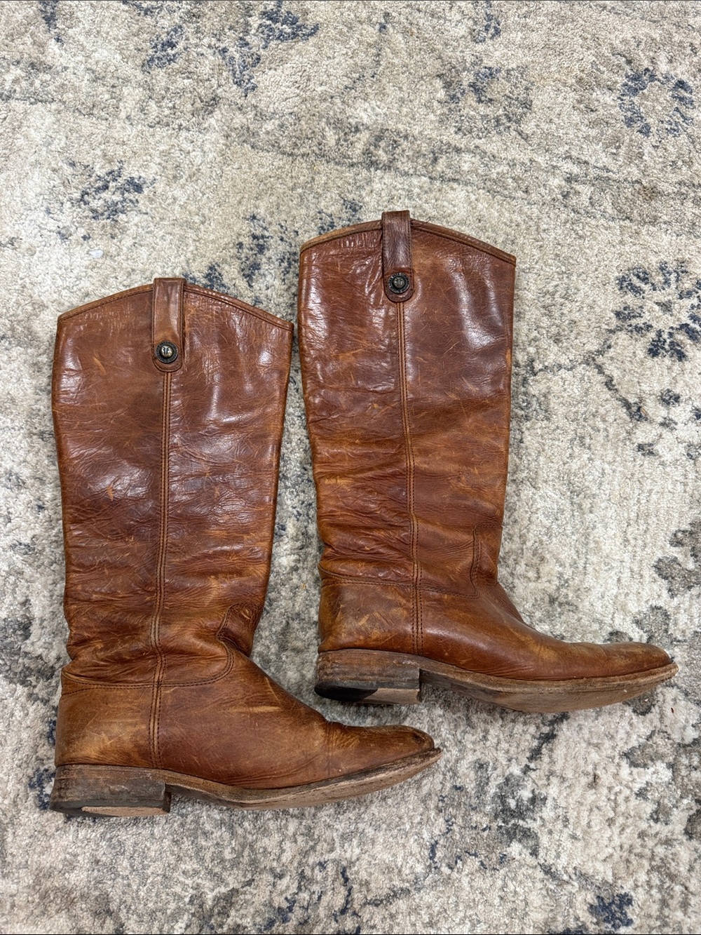 Frye Cognac Leather Pull-On Riding Boots